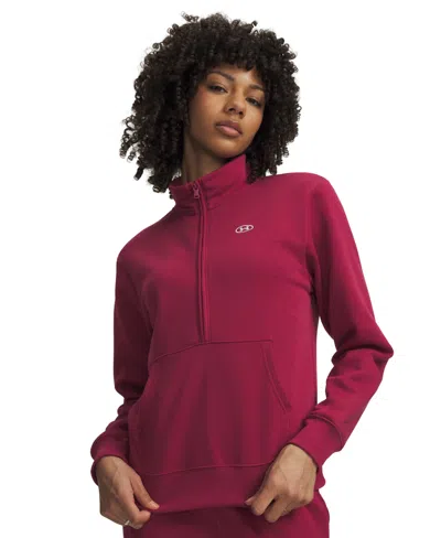 Under Armour Women's Rival Fleece Half-zip Sweatshirt In Burgundy