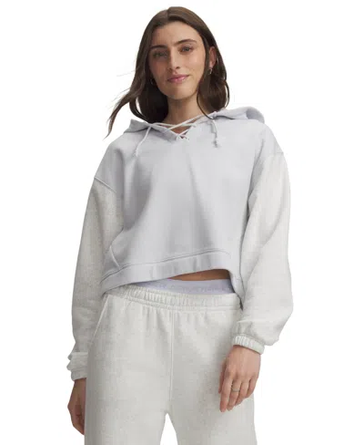 Under Armour Women's Rival Fleece Lace-up Hoodie In Distant Gray Light Heather,white