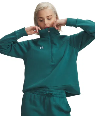 Under Armour Women's Rival Fleece Mock-neck Half-zip Sweatshirt In Green