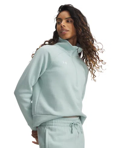 Under Armour Women's Rival Fleece Mock-neck Half-zip Sweatshirt In Green