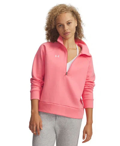 Under Armour Women's Rival Fleece Mock-neck Half-zip Sweatshirt In Pink