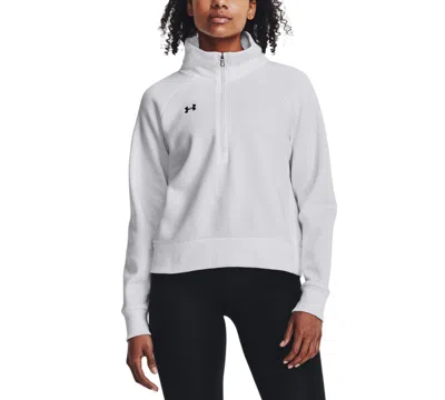 Under Armour Women's Rival Fleece Mock-neck Half-zip Sweatshirt In White,black