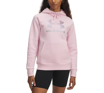 Under Armour Women's Rival Fleece Shimmer Hoodie In Pink