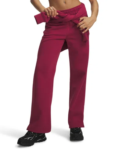 Under Armour Women's Rival Fleece Straight-leg Training Pants In Claret,white
