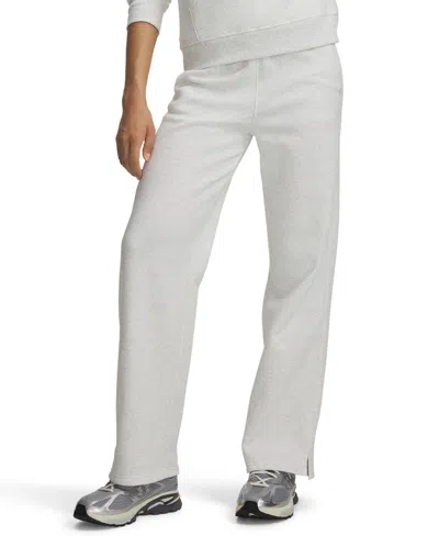 Under Armour Women's Rival Fleece Straight-leg Training Pants In Distant Gray Light Heather,white
