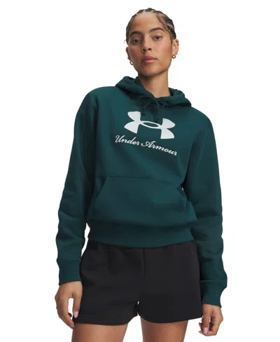 Under Armour Women's Rival Hooded Shimmer Sweatshirt In Green