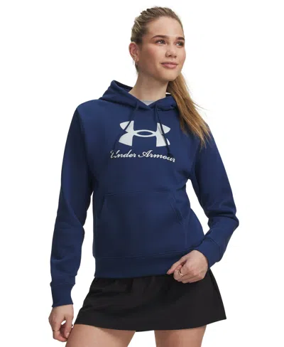 Under Armour Women's Rival Hooded Shimmer Sweatshirt In Blue