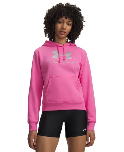 Under Armour Women's Rival Hooded Shimmer Sweatshirt In Pink