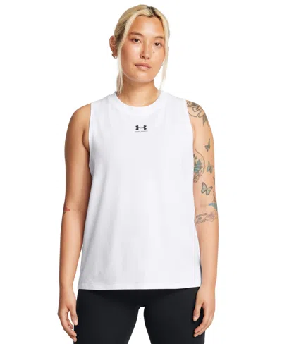 Under Armour Women's Rival Muscle Sleeveless Tank Top In White