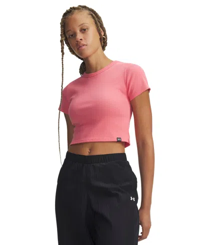 Under Armour Women's Rival Ribbed Cropped T-shirt In Pink