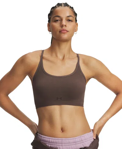 Under Armour Women's Seamless Pull-on Sports Bra In Peppercorn,black