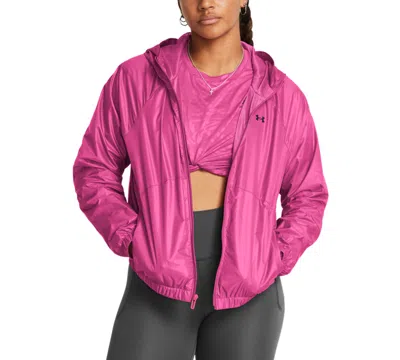 Under Armour Women's Sport Windbreaker Hooded Jacket In Astro Pink,black