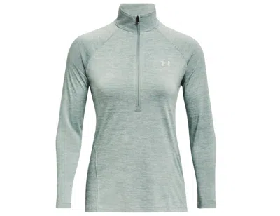 Under Armour Women's Tech Half Zip - Twist Shirt In Opal Green / White / Metallic Silver In Multi