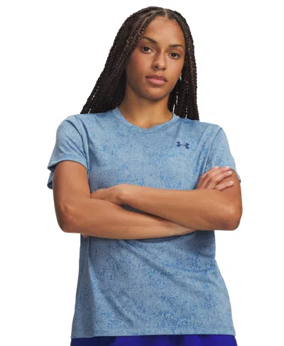 Under Armour Women's Tech Pixelate Short-sleeve Top In Blue