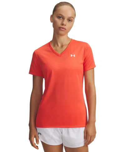 Under Armour Women's Tech Short-sleeve V-neck Top In Red