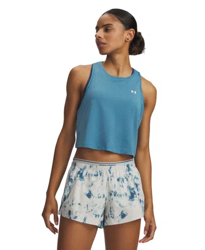 Under Armour Women's Tech Sport Mesh Crop Sleeveless Tank Top In Blue