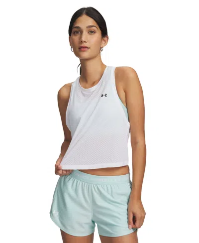 Under Armour Women's Tech Sport Mesh Crop Sleeveless Tank Top In Blue