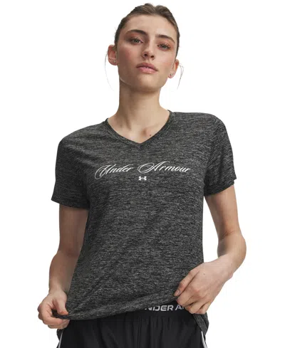 Under Armour Women's Tech Twist Script Short-sleeve Top In Black