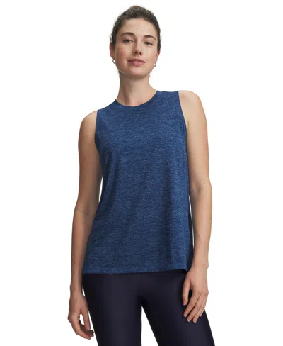 Under Armour Women's Tech Twist Tank In Aegean Blue,blackout Navy