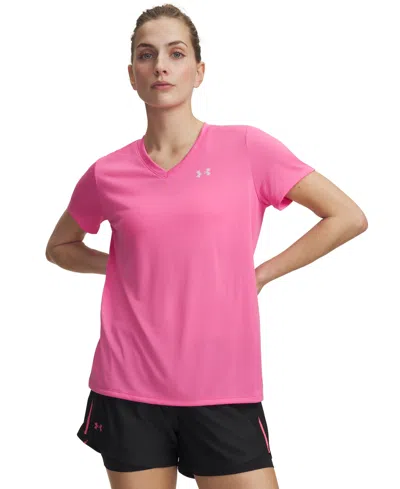 Under Armour Women's Tech V-neck Short-sleeve Top In Pink