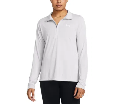 Under Armour Women's Twist Tech Half-zip Logo Top In Halo Gray,white