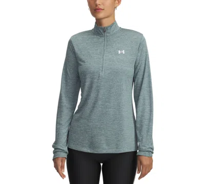 Under Armour Women's Twist Tech Quarter-zip Logo Top In Green