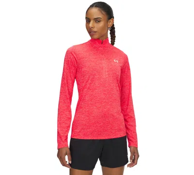 Under Armour Women's Twist Tech Quarter-zip Logo Top In Red