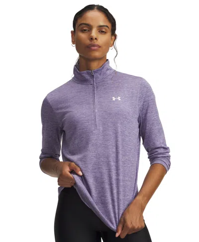 Under Armour Women's Twist Tech Quarter-zip Logo Top In Purple