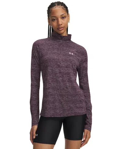 Under Armour Women's Twist Tech Quarter-zip Logo Top In Black