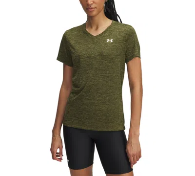 Under Armour Women's Twist Tech V-neck Short-sleeve Top In Green