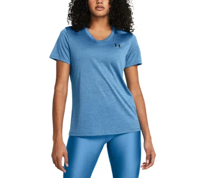 Under Armour Women's Twist Tech V-neck Short-sleeve Top In Viral Blue,black