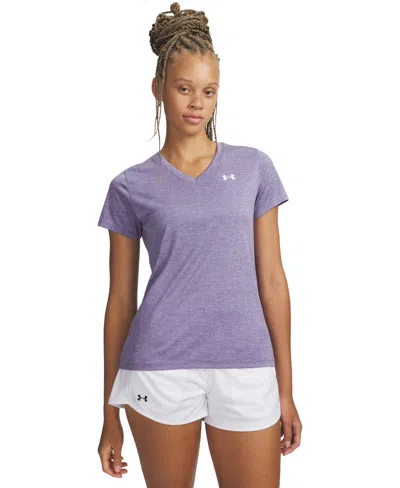 Under Armour Women's Twist Tech V-neck Short-sleeve Top In Purple