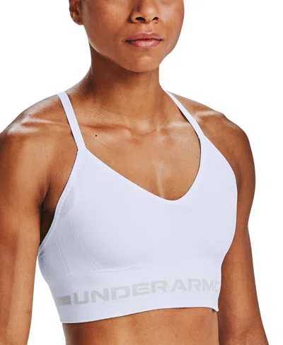 Under Armour Women's Ua Seamless Long-line Low-impact Sports Bra In White,halo Gray