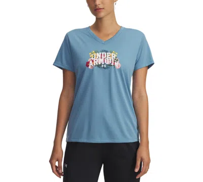 Under Armour Women's Ua Tech Watercolor Graphic V-neck T-shirt In Blue
