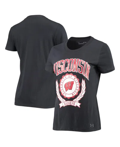 Under Armour Women's  Black Wisconsin Badgers T-shirt