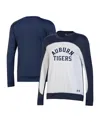 Under Armour Women's  Navy, White Auburn Tigers Colorblock Pullover Sweatshirt In Navy,white