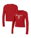 Under Armour Women's  Red Wisconsin Badgers Vault Cropped Long Sleeve T-shirt In Red