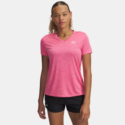 Under Armour Women's    Tech™ Twist V-neck Short Sleeve Super Pink