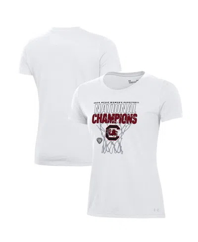 Under Armour Women's White South Carolina Gamecocks 2024 Ncaa Women's Basketball National Champions Locker Room T