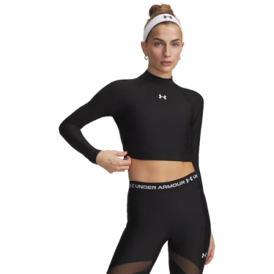 Under Armour Womens  Heatgear Crop Mock Ls In Black