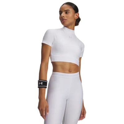 Under Armour Womens  Heatgear Crop Mock Ss In White