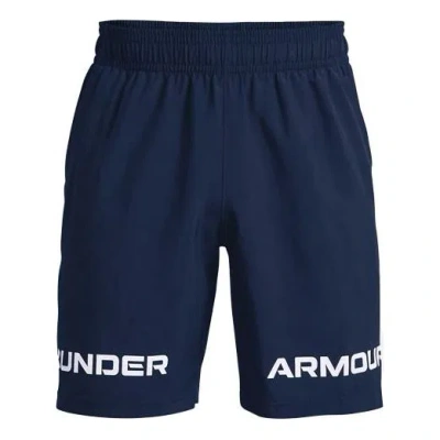 Under Armour Woven Graphic Wordmark Shorts 'navy' In Blue