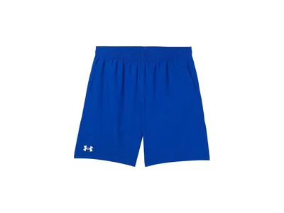 Under Armour Woven Shorts (big Kid) Boy's Clothing Royal/white : Xs (7 Big Kid), Polyester In Multi