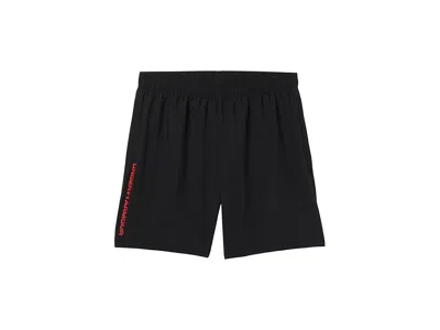 Under Armour Woven Wordmark Shorts (big Kids) Boy's Clothing Black/racer Red : Xs (7 Big Kid), Polyester