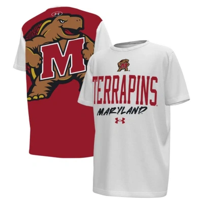 Under Armour Kids' Youth  White/red Maryland Terrapins Gameday T-shirt