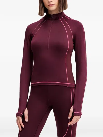 Under Armour Zip Long-sleeve Top In Burgundy