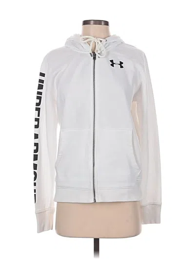 Pre-owned Under Armour Zip Up Hoodie In White