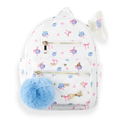 Under One Sky Babies'  Blueberry & Ribbon Quilted Mini Backpack Set In White