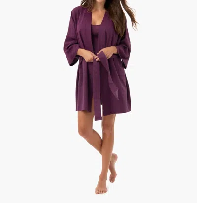 Under The Canopy Organic Short Lounge Robe In Grape In Purple