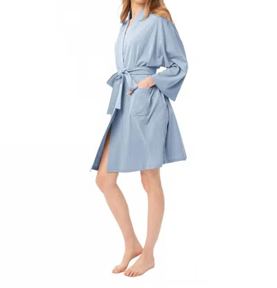 Under The Canopy Organic Short Lounge Robe In Light Blue In Neutral